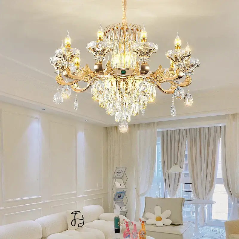Decorbites jade crystal chandelier gold living room lamp