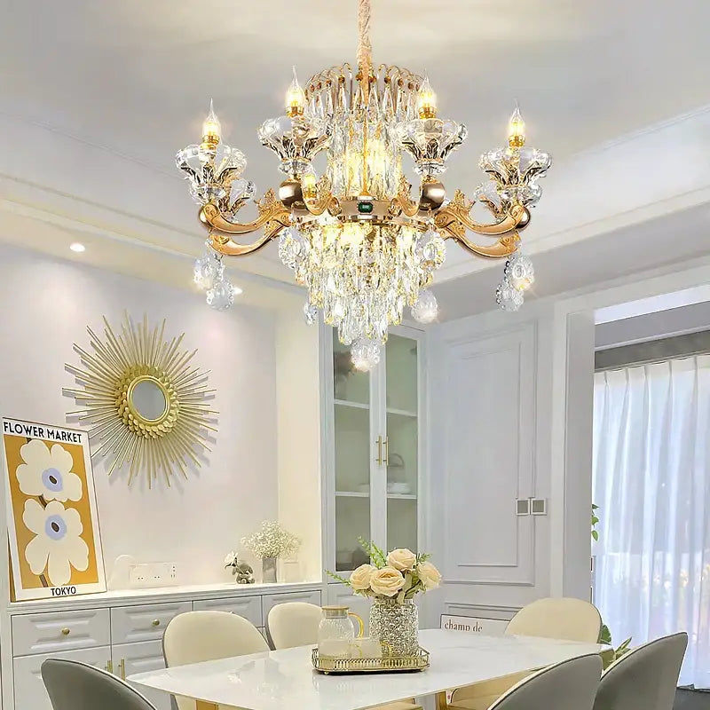Decorbites jade crystal chandelier gold living room lamp