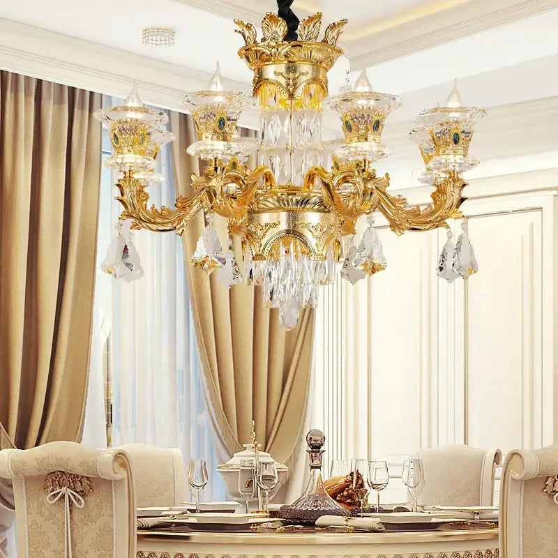 Decorbites jade crystal chandelier gold living room lighting
