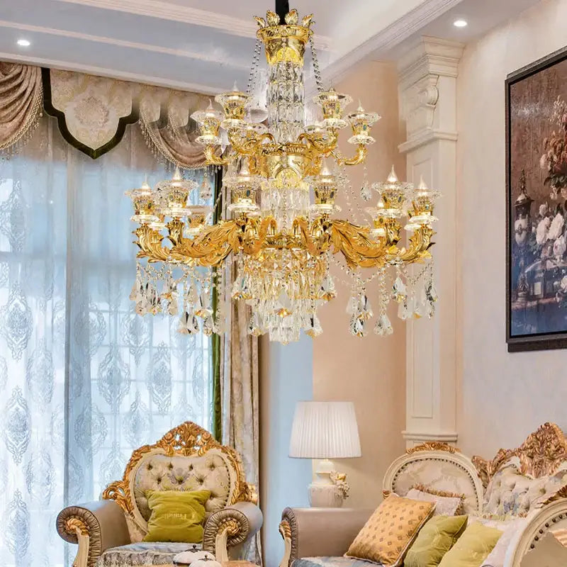 Decorbites jade crystal chandelier gold living room lighting