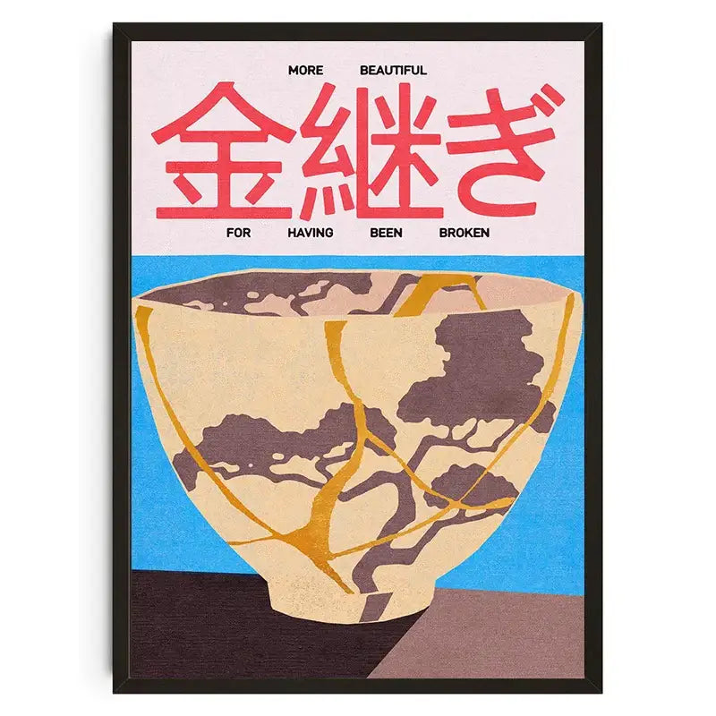 Abstract orange & green koi cat wall art poster – living room decor