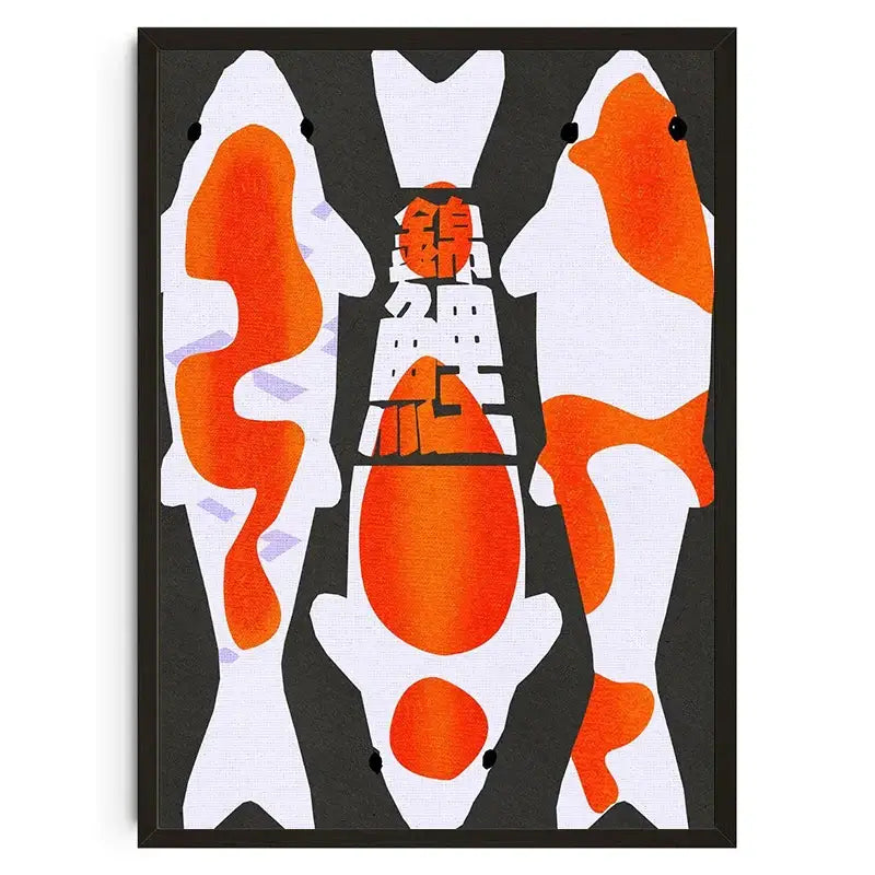 Abstract japanese koi cat snake wall art bedroom framed poster