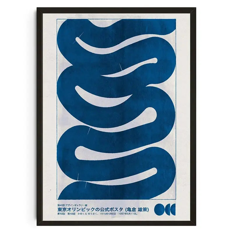 Abstract blue japanese koi cat canvas wall art bedroom decor