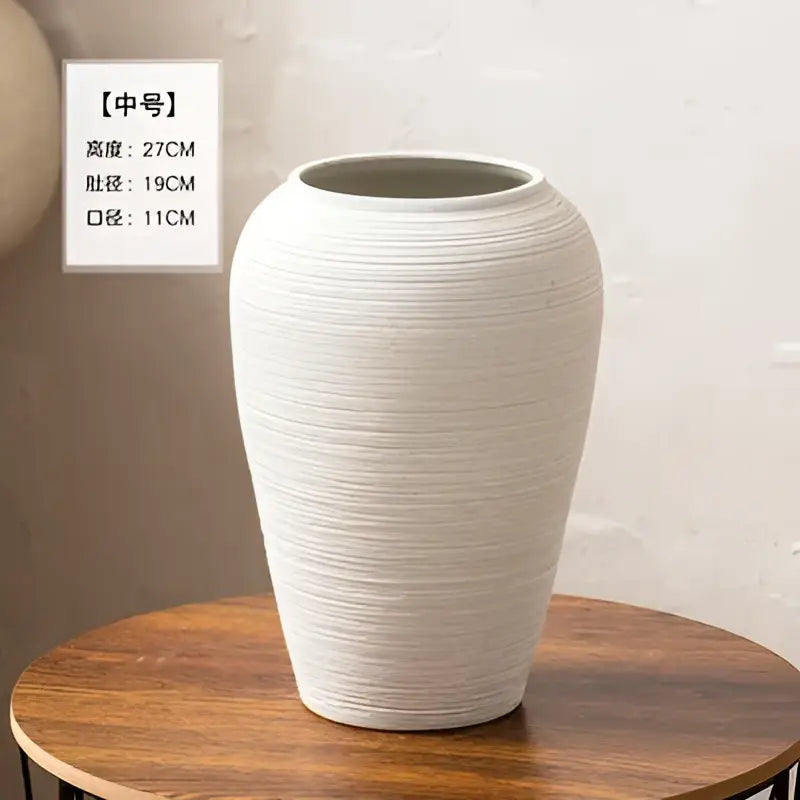 Japanese minimalist hydroponic vase set white ribbed ceramic dining room