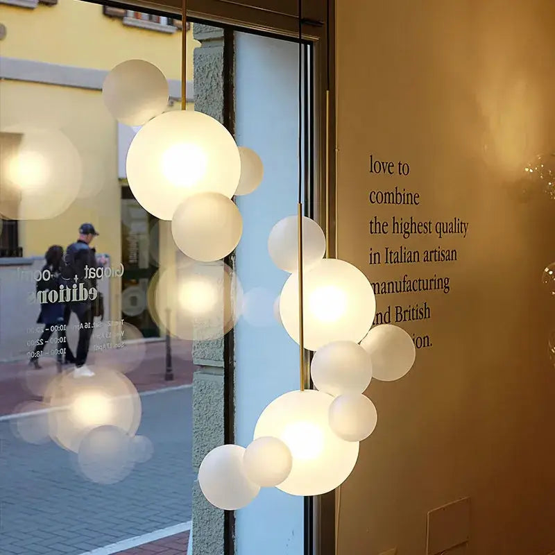 Modern led bubble ball chandelier for dining room decor