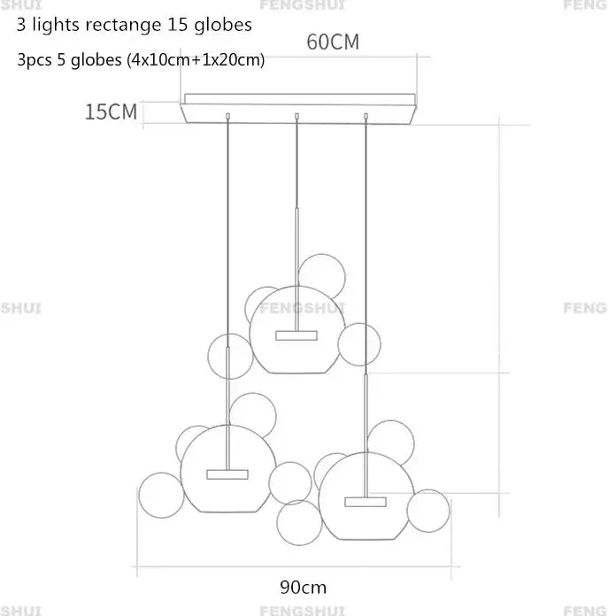 Nordic decor led bubble chandelier dining room pendant light
