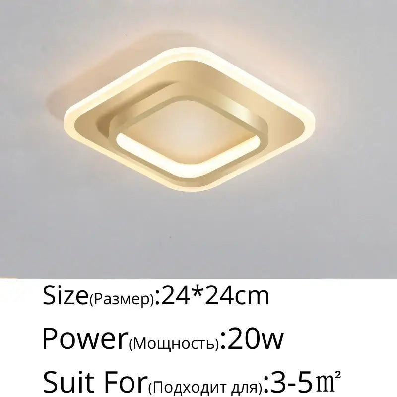 Modern black square led ceiling lights bedroom warm minimalist design