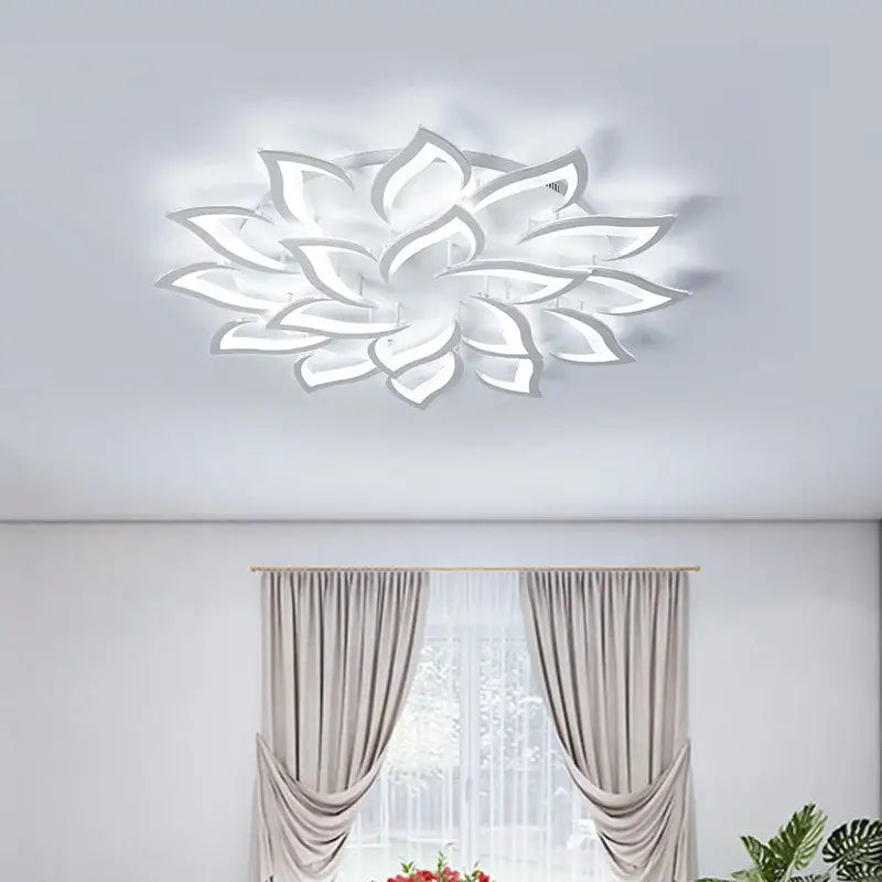 Modern white floral led ceiling lights for dining room petal design