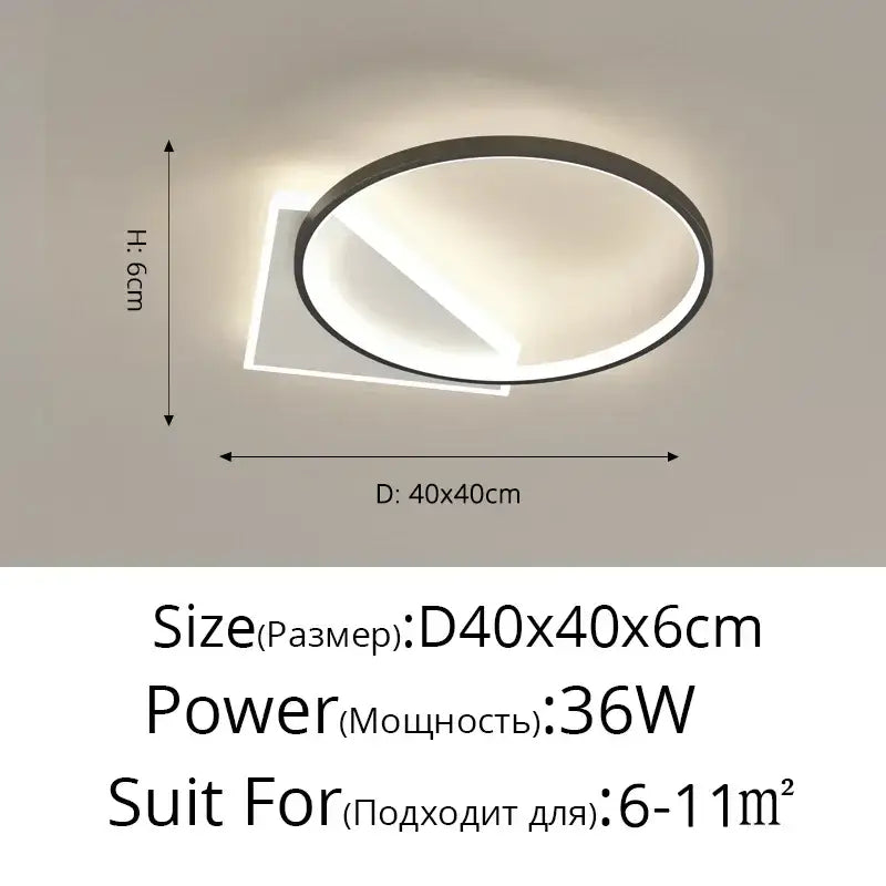 Modern minimalist white & black led ceiling lights living room