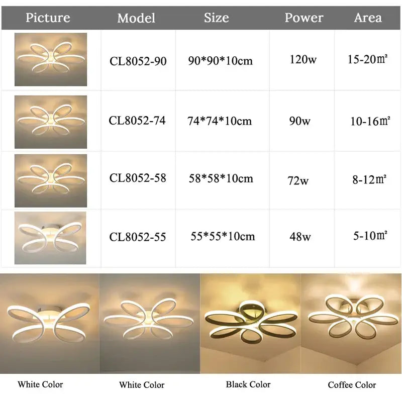 Modern gold flower led ceiling lights for living room