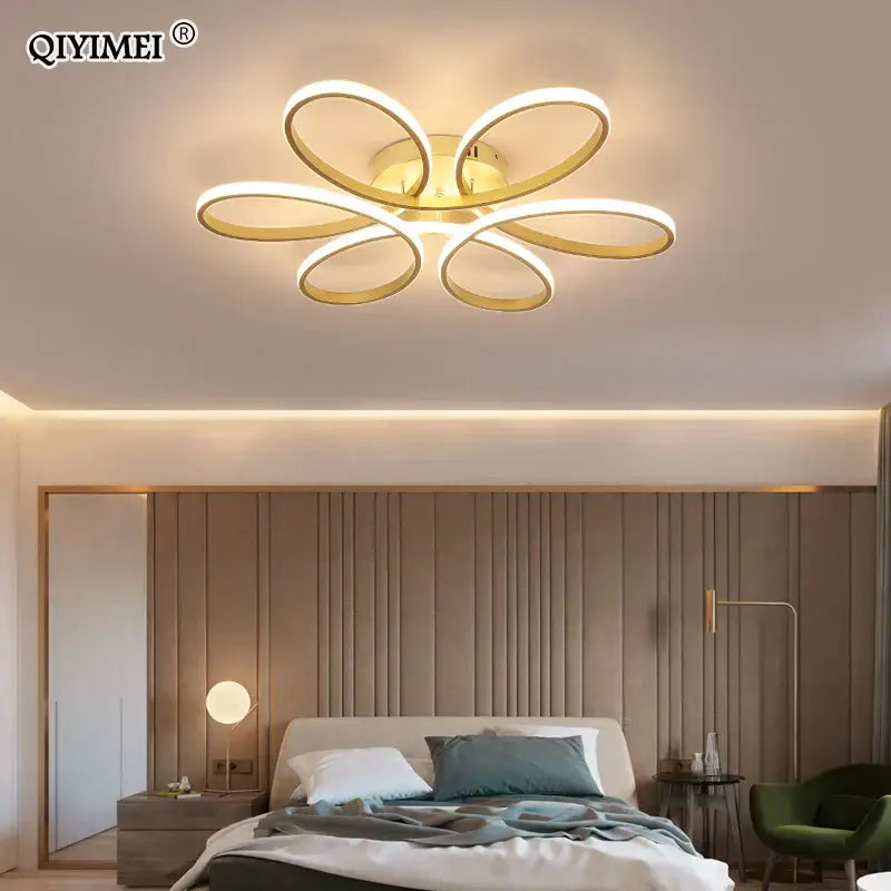 Modern gold flower led ceiling lights for living room