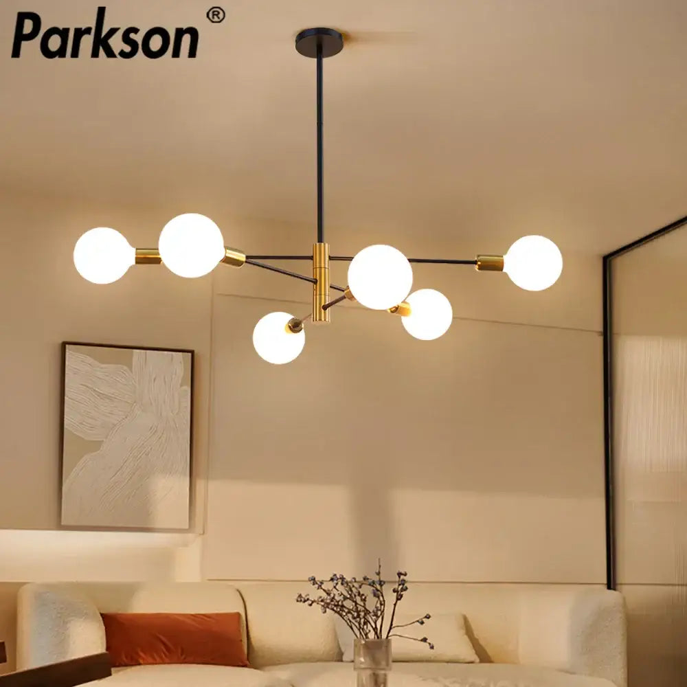 Modern black & gold decorbites led ceiling light living room chandelier