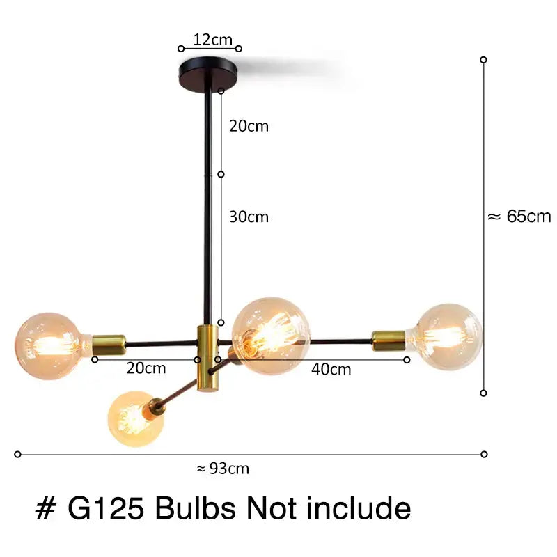 Modern black & gold decorbites led ceiling light living room chandelier