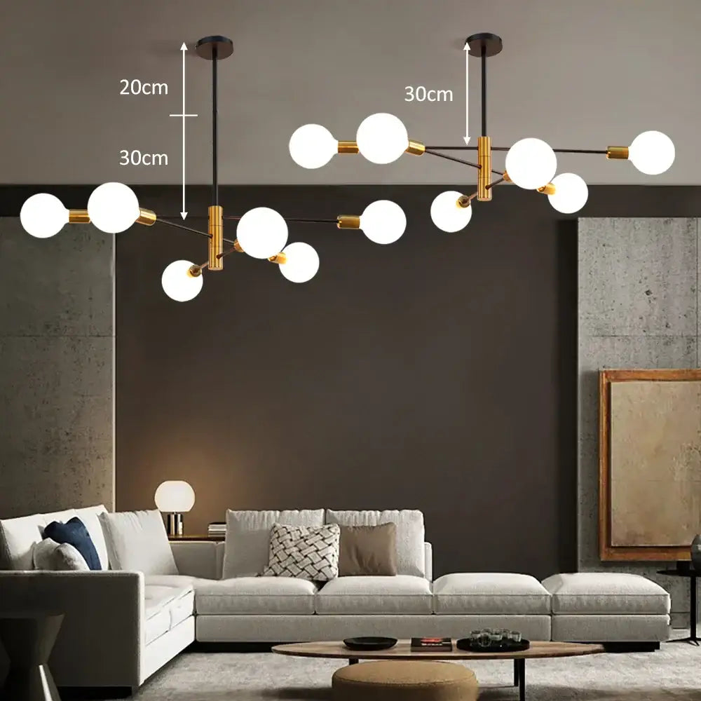 Modern black & gold decorbites led ceiling light living room chandelier