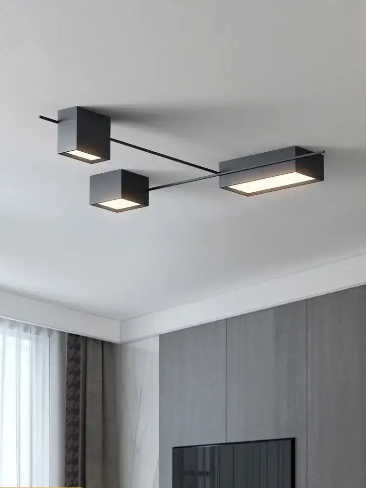 Modern black minimalist led ceiling lights living room cube lamps