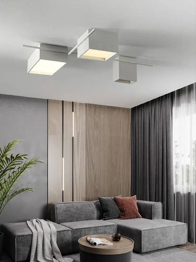 Modern black minimalist led ceiling lights living room cube lamps