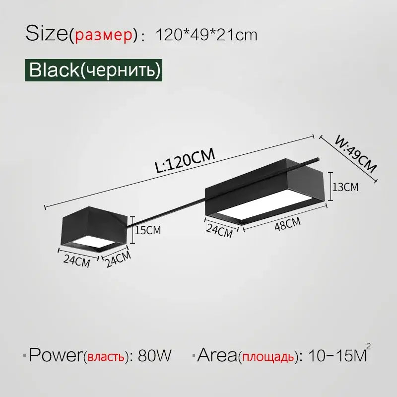 Modern black minimalist led ceiling lights living room cube lamps