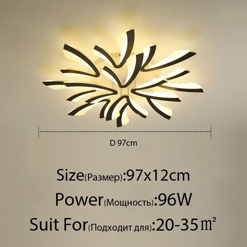 Modern floral black & cream led ceiling lights living room lamp