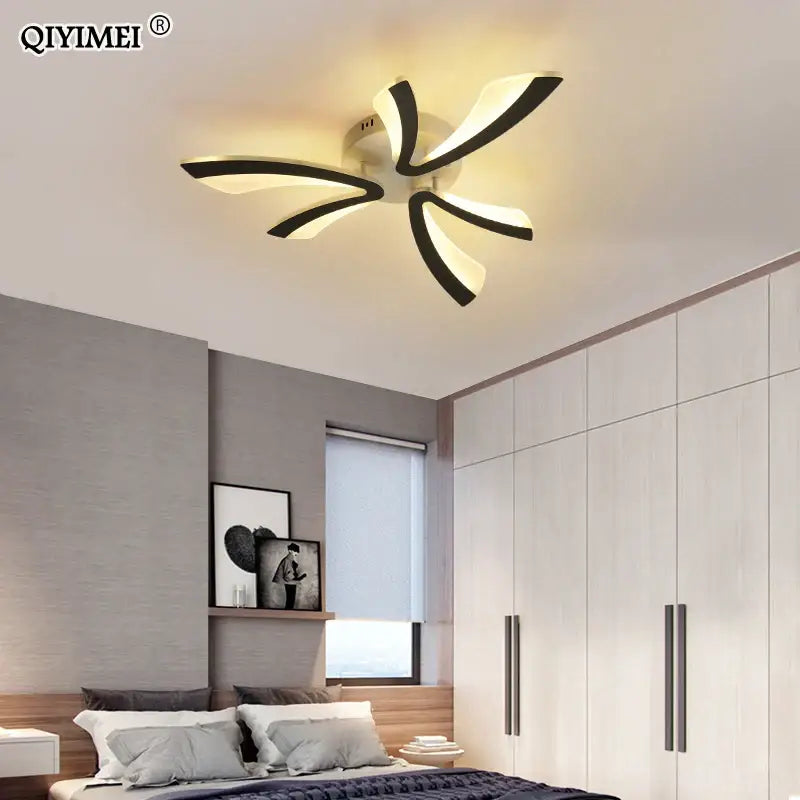 Modern floral black & cream led ceiling lights living room lamp
