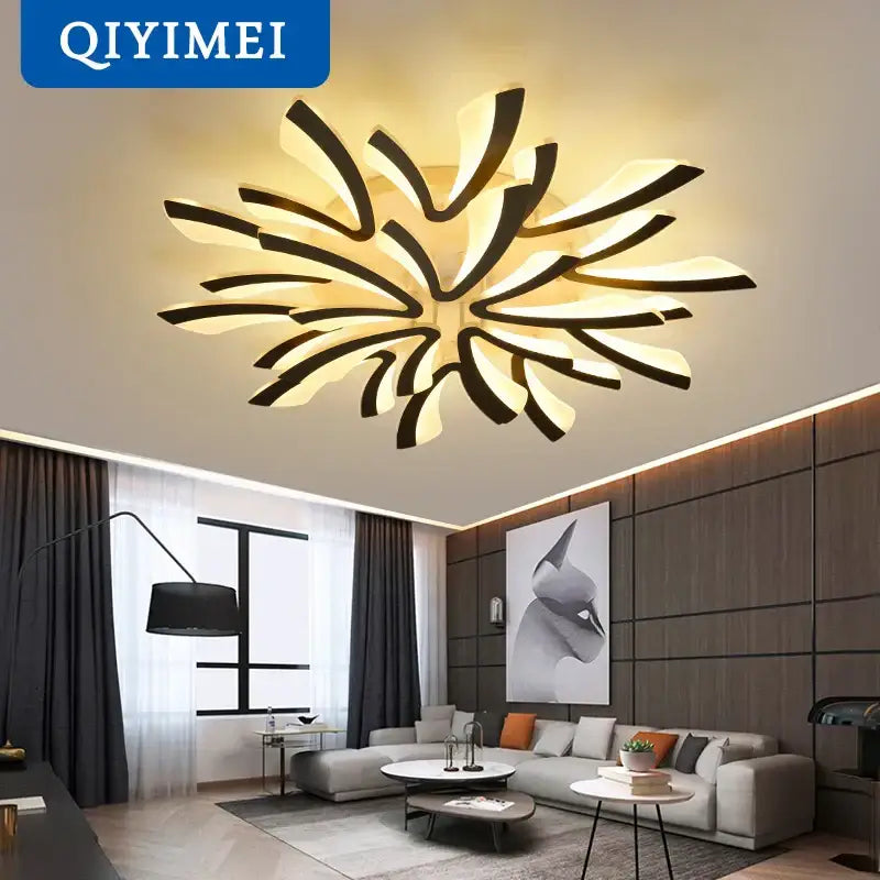 Modern floral black & cream led ceiling lights living room lamp