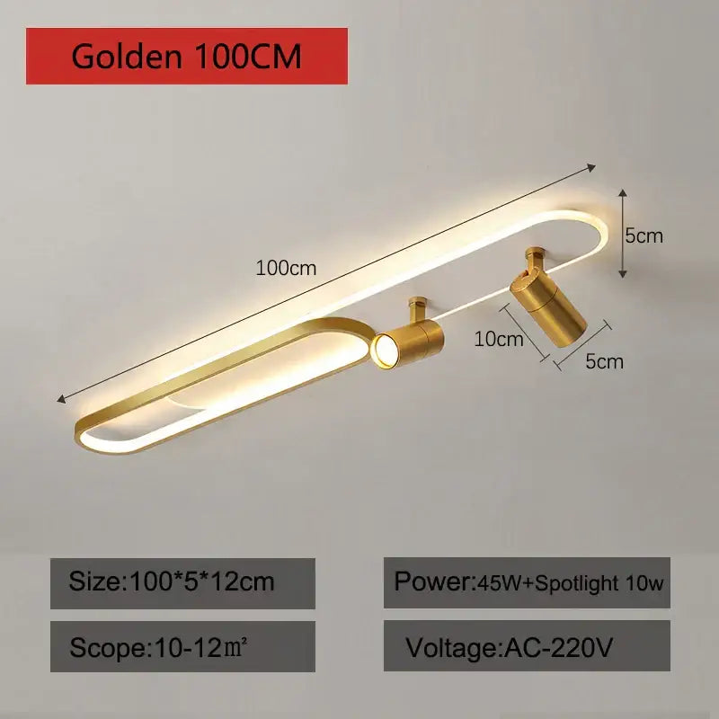 Modern gold led ceiling lights with spotlights for living room