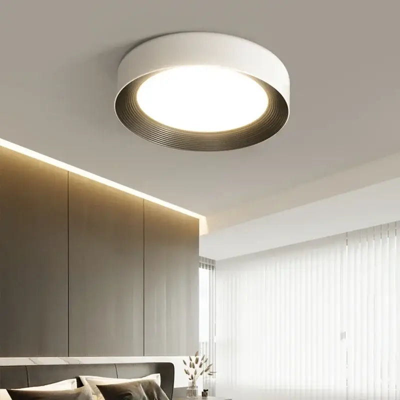 Modern white & gold led ceiling lights for bedroom with ring detail