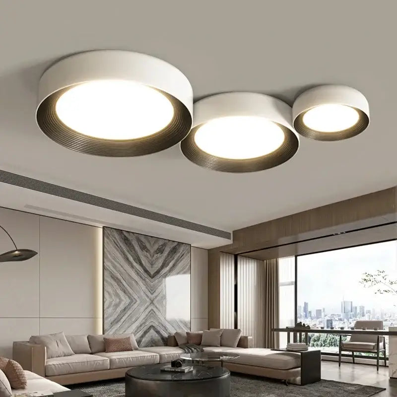Modern white & gold led ceiling lights for bedroom with ring detail