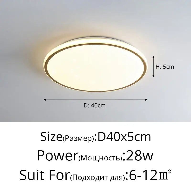 Modern metallic rim led ceiling lights living room diffused lighting