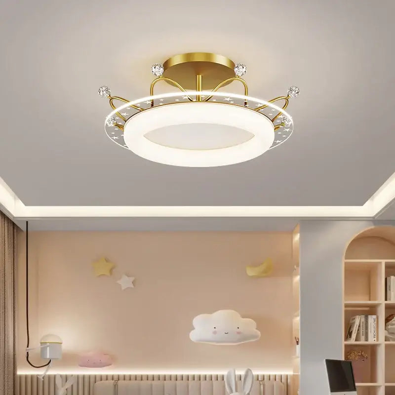 Modern gold square led ceiling lights with crystal accents bedroom