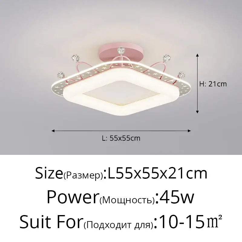 Modern gold square led ceiling lights with crystal accents bedroom