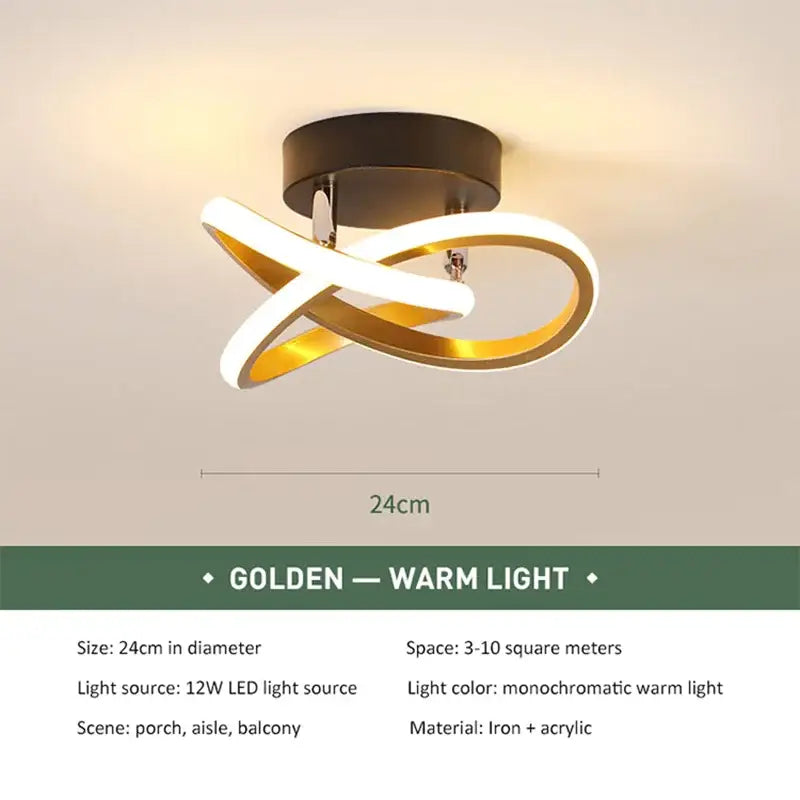 Modern chrome intertwined led ceiling lights living room lamp