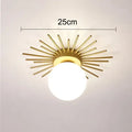 Modern gold sunburst led ceiling lights hallway frosted glass globe