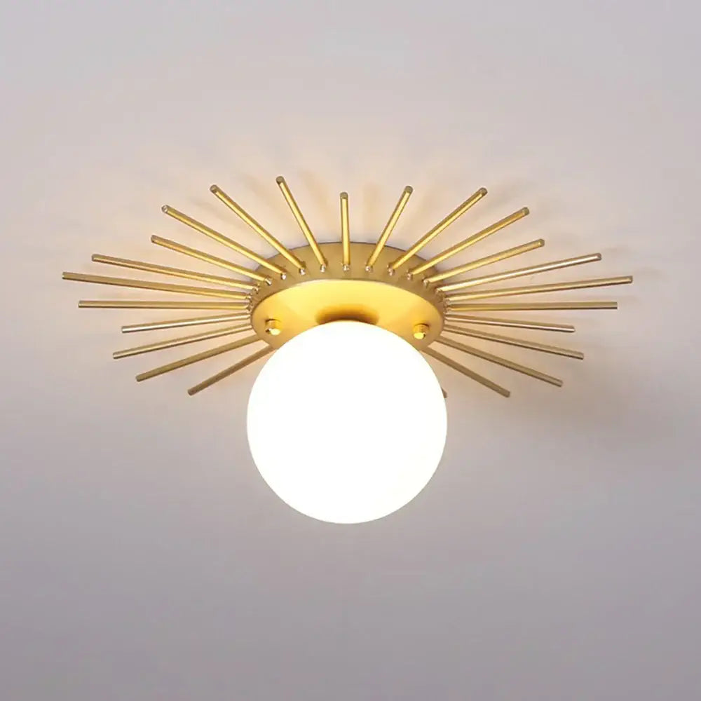 Modern gold sunburst led ceiling lights hallway frosted glass globe