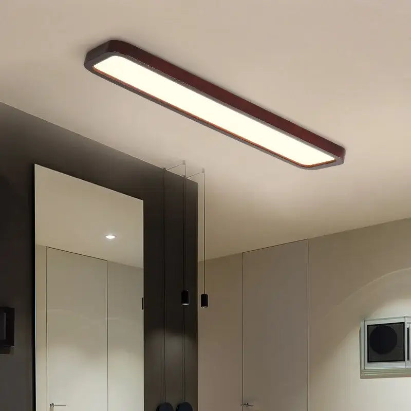 Modern rectangular dark wood led ceiling lights for living room