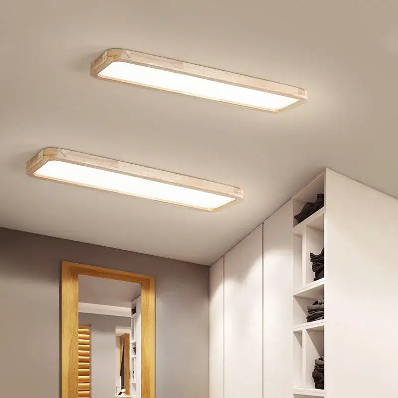 Modern rectangular dark wood led ceiling lights for living room