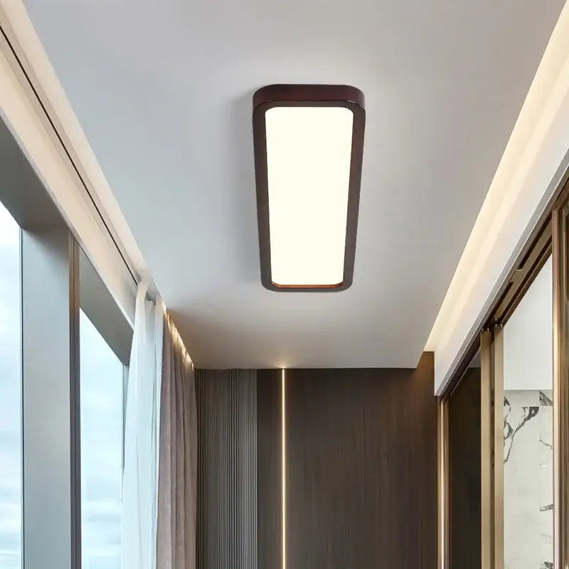 Modern rectangular dark wood led ceiling lights for living room
