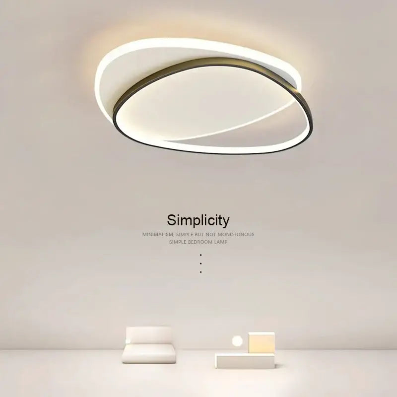 Modern white & black oval led ceiling lights bedroom fixture