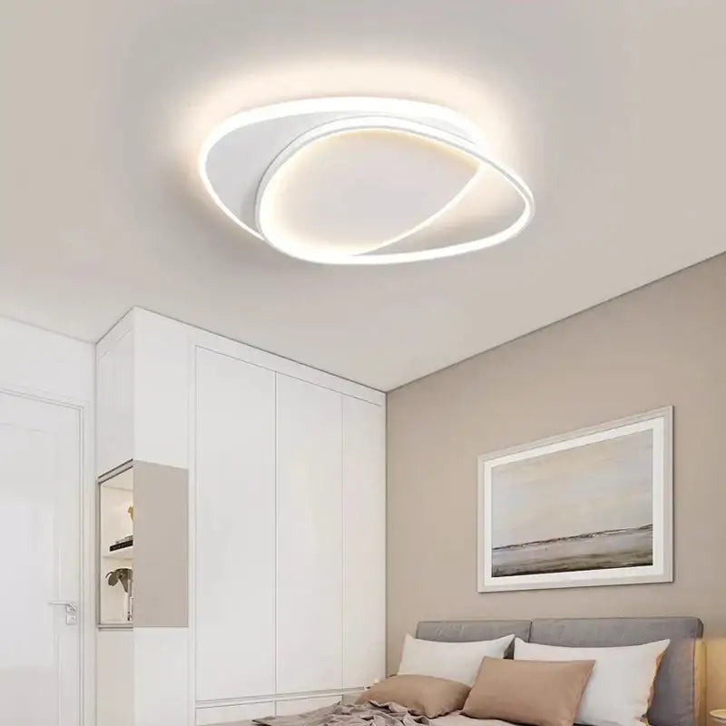 Modern white & black oval led ceiling lights bedroom fixture
