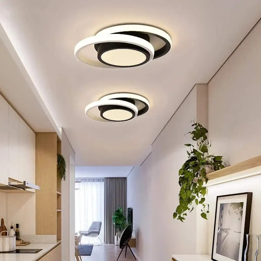 Modern geometric black & white led ceiling lights for living room