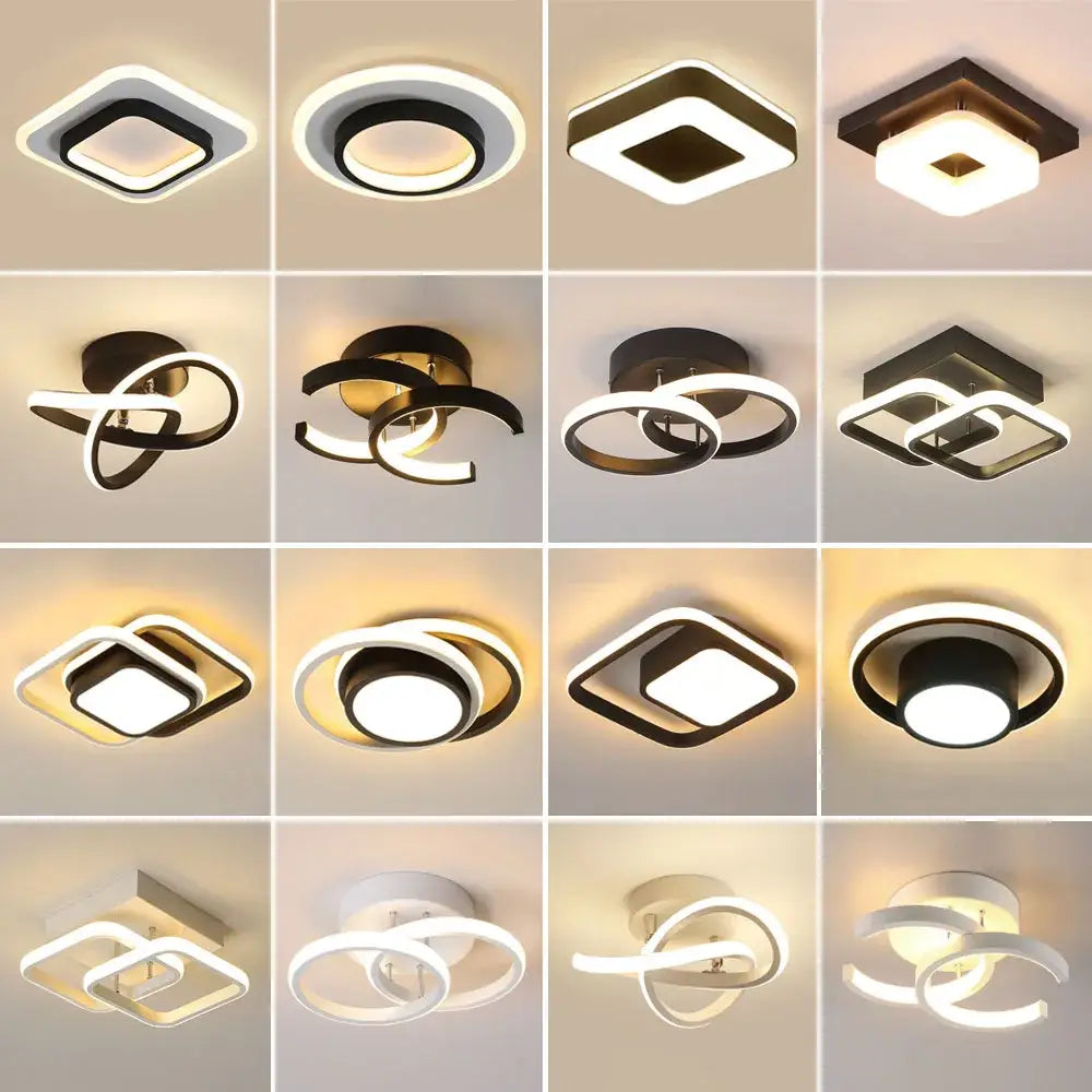 Modern geometric black & white led ceiling lights for living room