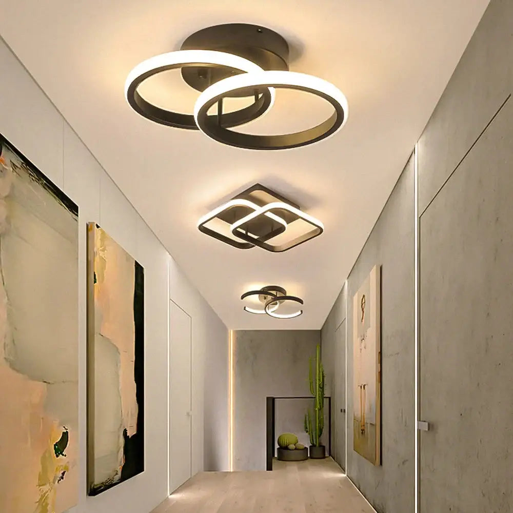 Modern geometric black & white led ceiling lights for living room
