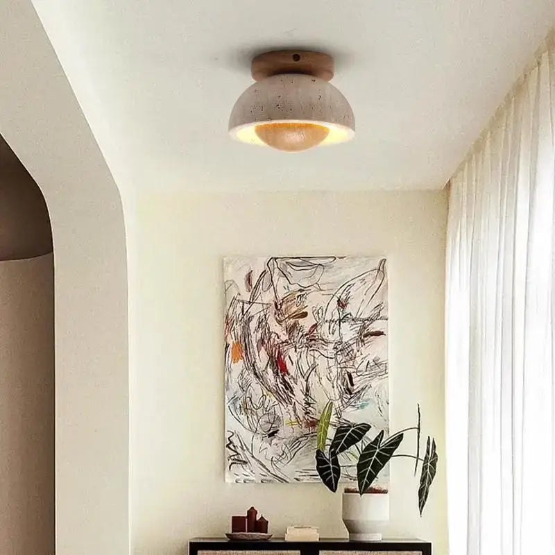 Modern style concrete led ceiling lights living room dome pair