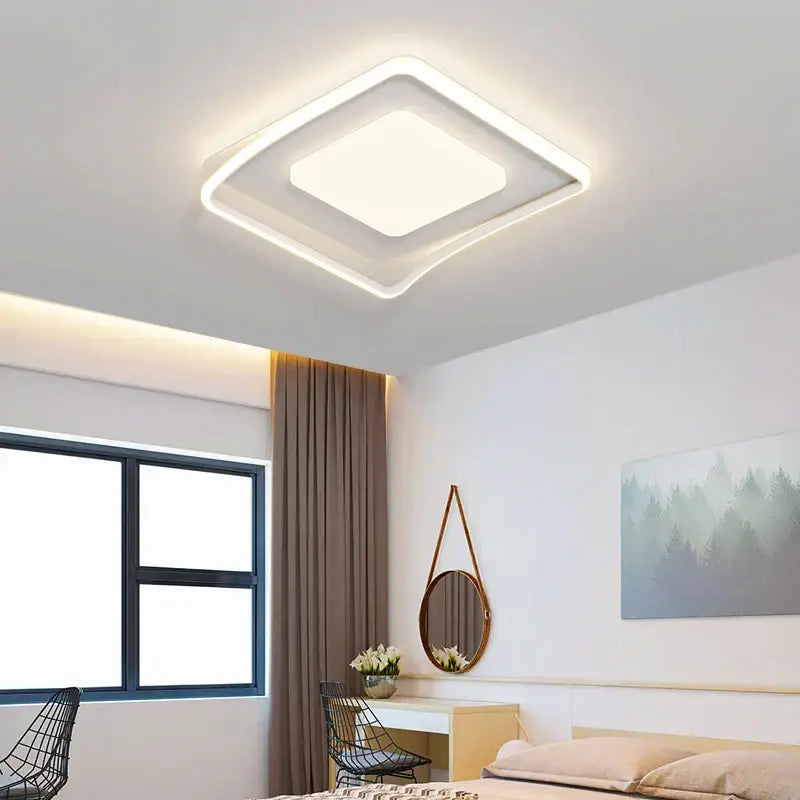 Modern white & gold square led ceiling lights for living room