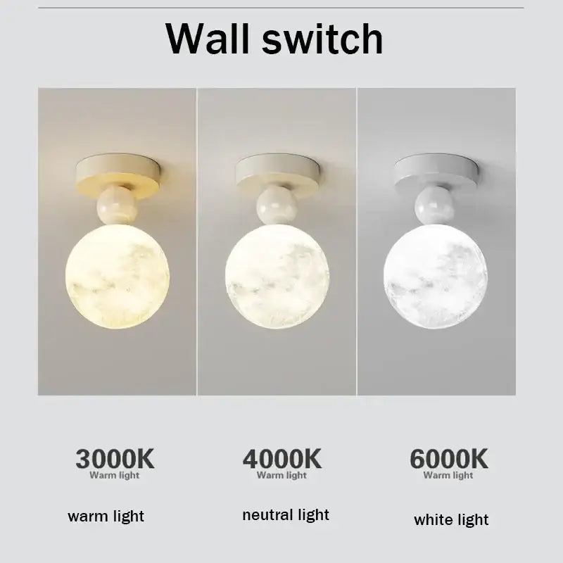 Modern cream led ceiling moon wall lamp bedroom lighting fixture