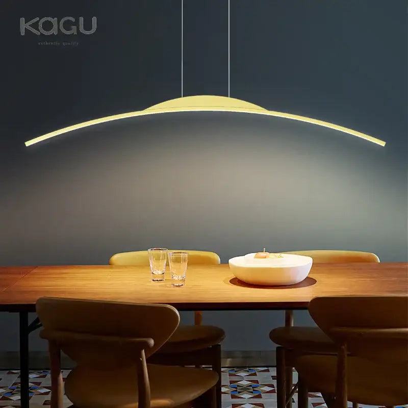 Modern black curved led ceiling pendant lamp for dining room