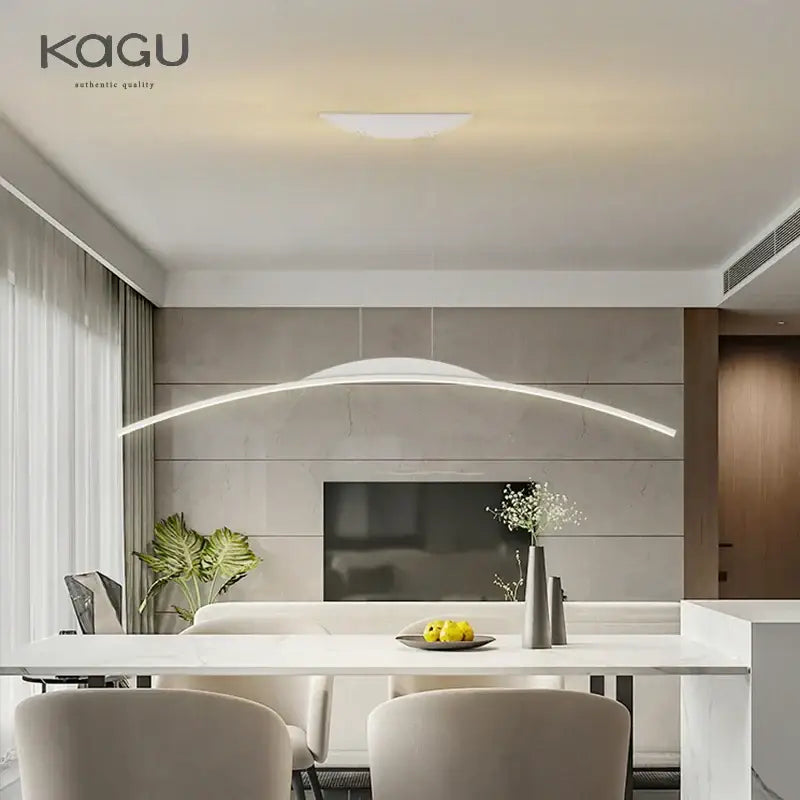Modern black curved led ceiling pendant lamp for dining room