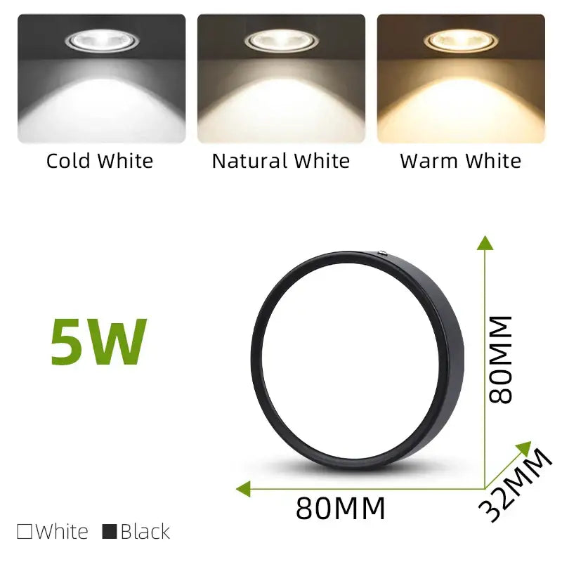 Adjustable black & white led ceiling spot for kitchen lighting