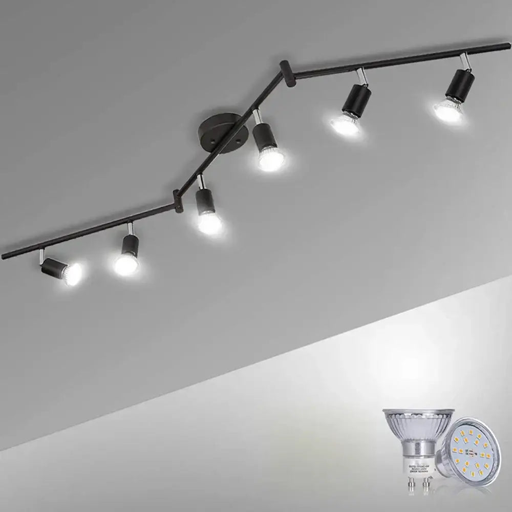 Modern black 5-light ceiling spotlight chandelier for living room