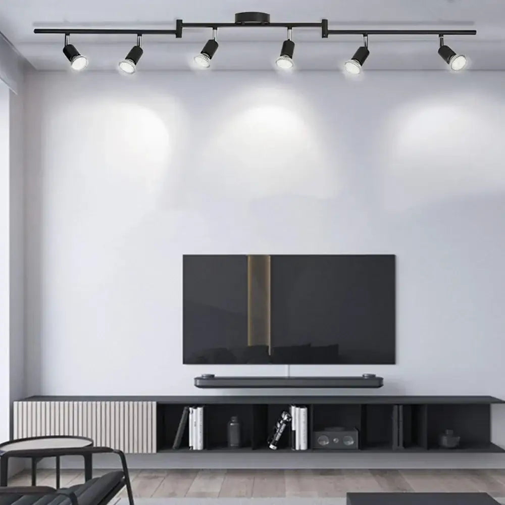 Modern black 5-light ceiling spotlight chandelier for living room