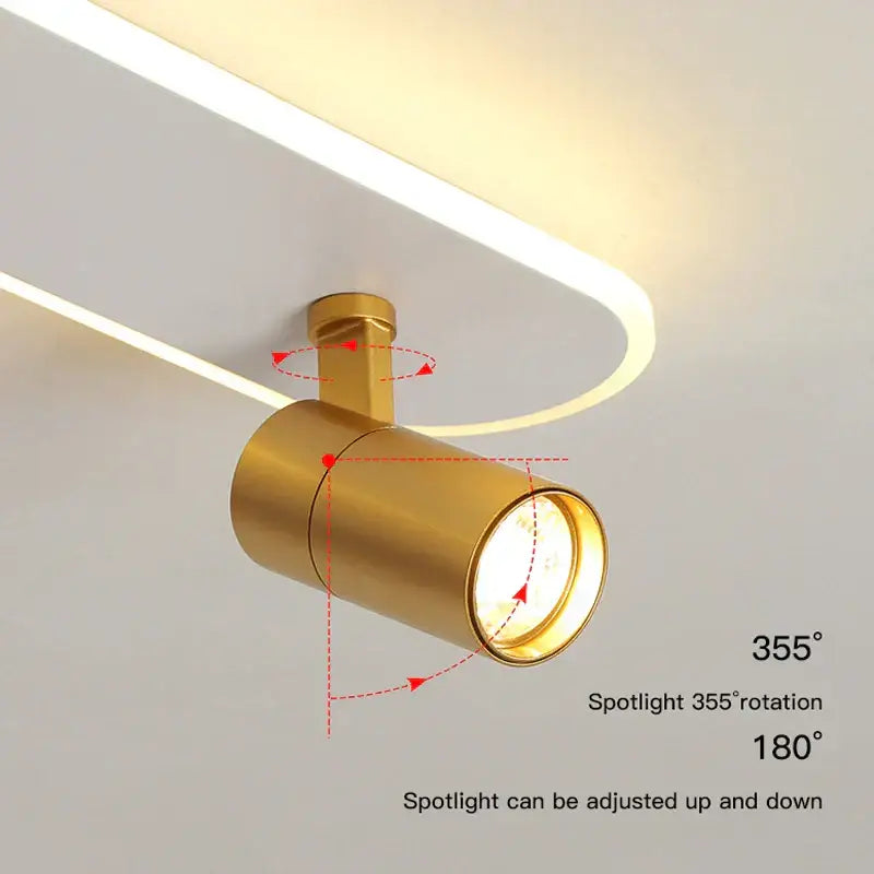 Modern gold curved led ceiling spotlights for living room